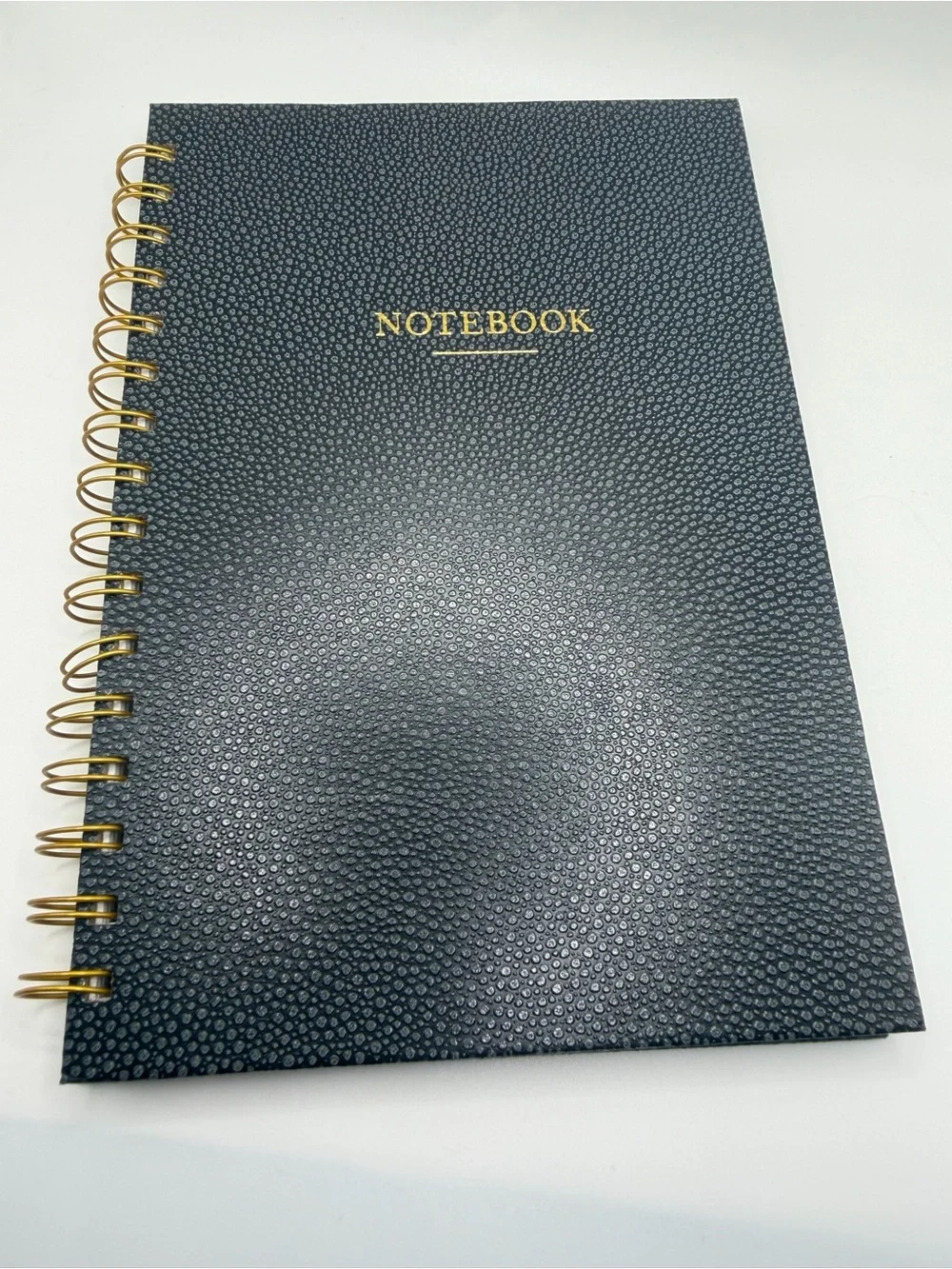 Textured Black Spiral Notebook with Gold Accents